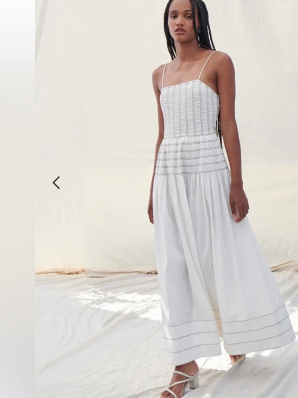 NEW $278 SAYLOR Adalene White smocked maxi dress women size Large